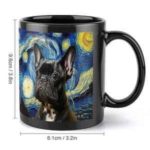 Starry Night Black Frenchie Coffee Mug-Mug-French Bulldog, Home Decor, Mugs-ONE SIZE-Black-2