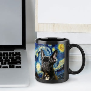 Starry Night Black Frenchie Coffee Mug-Mug-French Bulldog, Home Decor, Mugs-ONE SIZE-Black-7