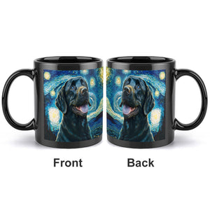 Starry Night Black Labrador Coffee Mug-Mug-Black Labrador, Home Decor, Labrador, Mugs-ONE SIZE-Black-2
