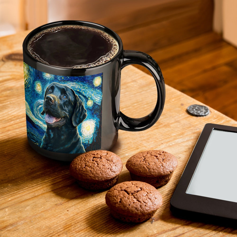 Starry Night Black Labrador Coffee Mug-Mug-Black Labrador, Home Decor, Labrador, Mugs-ONE SIZE-Black-1
