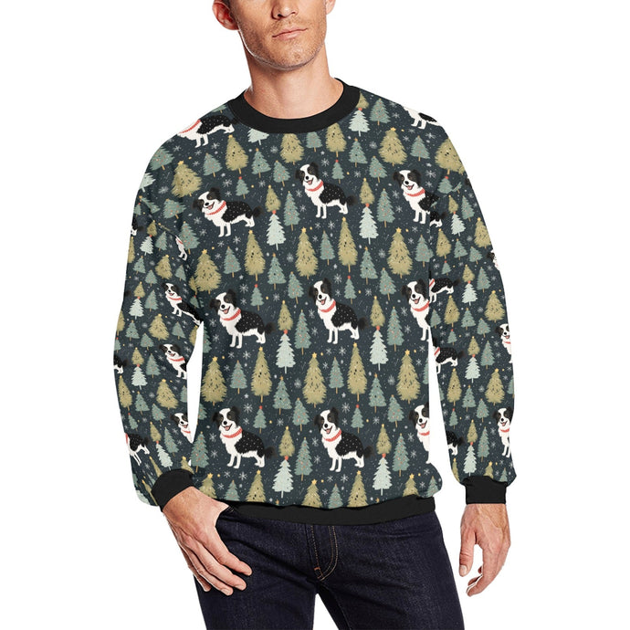 Starry Night Border Collie Christmas Fuzzy Sweatshirt for Men-Apparel-Apparel, Border Collie, Christmas, Dog Dad Gifts, Sweatshirt-S-1