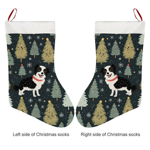 Starry Night Border Collie Christmas Stocking-Christmas Ornament-Border Collie, Christmas, Home Decor-26X42CM-White-3