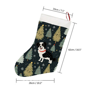 Starry Night Border Collie Christmas Stocking-Christmas Ornament-Border Collie, Christmas, Home Decor-26X42CM-White-4