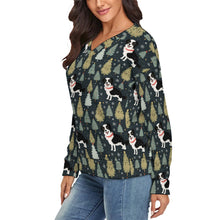 Load image into Gallery viewer, Starry Night Border Collie Women&#39;s V-Neck Christmas Sweater-Apparel-Apparel,Border Collie,Christmas,Dog Mom Gifts,Sweater,Sweatshirt-3