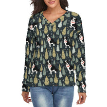 Load image into Gallery viewer, Starry Night Border Collie Women&#39;s V-Neck Christmas Sweater-Apparel-Apparel,Border Collie,Christmas,Dog Mom Gifts,Sweater,Sweatshirt-S-2