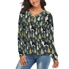 Load image into Gallery viewer, Starry Night Border Collie Women&#39;s V-Neck Christmas Sweater-Apparel-Apparel,Border Collie,Christmas,Dog Mom Gifts,Sweater,Sweatshirt-1
