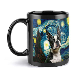 Starry Night Boston Terrier Coffee Mug-Mug-Boston Terrier, Home Decor, Mugs-ONE SIZE-Black-3