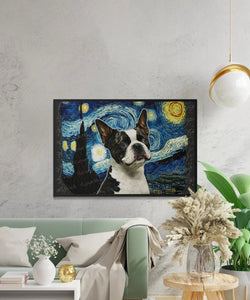 Starry Night Boston Terrier Wall Art Poster-Art-Boston Terrier, Dog Art, Dog Dad Gifts, Dog Mom Gifts, Home Decor, Poster-2