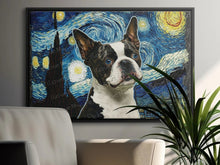 Load image into Gallery viewer, Starry Night Boston Terrier Wall Art Poster-Art-Boston Terrier, Dog Art, Dog Dad Gifts, Dog Mom Gifts, Home Decor, Poster-Light Canvas-Tiny - 8x10&quot;-1