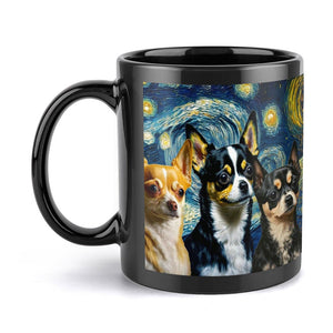 Starry Night Chihuahuas Coffee Mug-Mug-Chihuahua, Home Decor, Mugs-ONE SIZE-Black-6