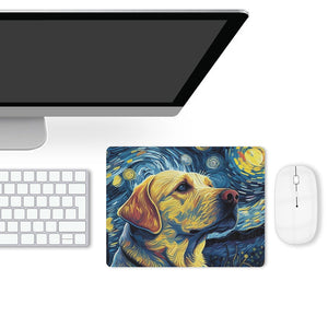 Starry Night Companion Yellow Labrador Leather Mouse Pad-Accessories-Dog Dad Gifts, Dog Mom Gifts, Home Decor, Labrador, Mouse Pad-ONE SIZE-White-3
