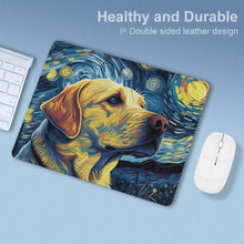 Load image into Gallery viewer, Starry Night Companion Yellow Labrador Leather Mouse Pad-Accessories-Dog Dad Gifts, Dog Mom Gifts, Home Decor, Labrador, Mouse Pad-ONE SIZE-White-5