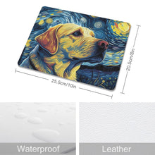 Load image into Gallery viewer, Starry Night Companion Yellow Labrador Leather Mouse Pad-Accessories-Dog Dad Gifts, Dog Mom Gifts, Home Decor, Labrador, Mouse Pad-ONE SIZE-White-1