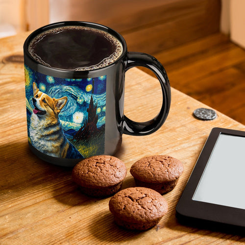 Starry Night Corgi Coffee Mug-Mug-Corgi, Home Decor, Mugs-ONE SIZE-Black-1