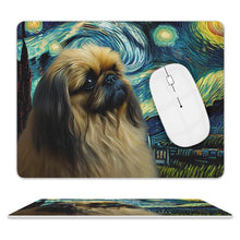 Load image into Gallery viewer, Starry Night Dreamer Pekingese Leather Mouse Pad-Accessories-Dog Dad Gifts, Dog Mom Gifts, Home Decor, Mouse Pad, Pekingese-ONE SIZE-White-4