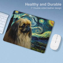 Load image into Gallery viewer, Starry Night Dreamer Pekingese Leather Mouse Pad-Accessories-Dog Dad Gifts, Dog Mom Gifts, Home Decor, Mouse Pad, Pekingese-ONE SIZE-White-5