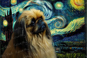 Starry Night Dreamer Pekingese Wall Art Poster-Art-Dog Art, Home Decor, Pekingese, Poster-1