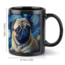 Load image into Gallery viewer, Starry Night Fawn Pug Coffee Mug-Mug-Home Decor, Mugs, Pug-ONE SIZE-Black-3