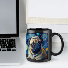 Load image into Gallery viewer, Starry Night Fawn Pug Coffee Mug-Mug-Home Decor, Mugs, Pug-ONE SIZE-Black-5