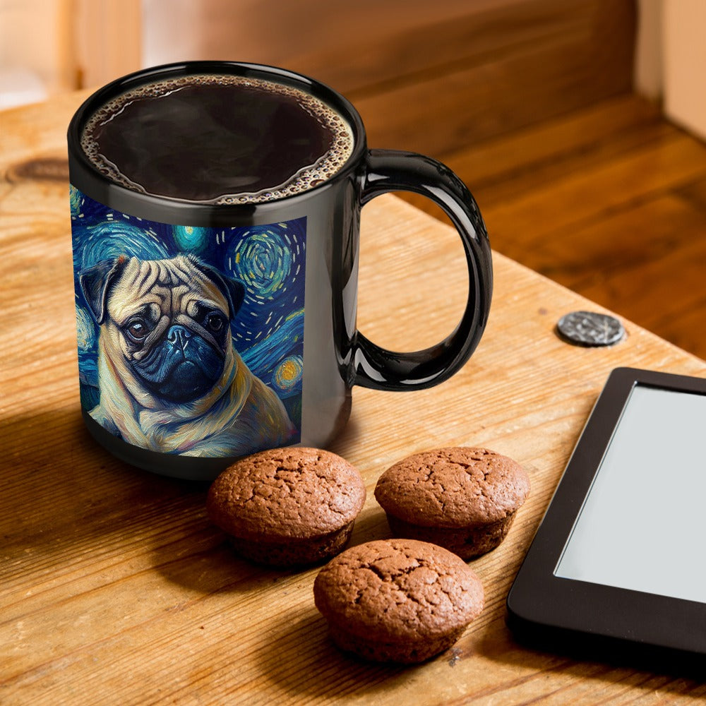 Starry Night Fawn Pug Coffee Mug-Mug-Home Decor, Mugs, Pug-ONE SIZE-Black-1