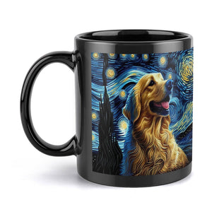 Starry Night Golden Retriever Coffee Mug-Mug-Golden Retriever, Home Decor, Mugs-ONE SIZE-Black-5