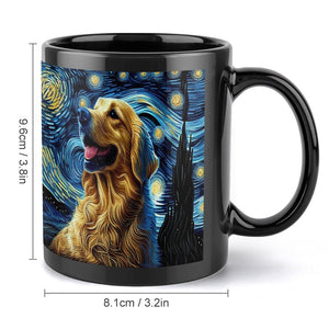 Starry Night Golden Retriever Coffee Mug-Mug-Golden Retriever, Home Decor, Mugs-ONE SIZE-Black-6