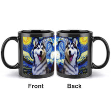 Load image into Gallery viewer, Starry Night Husky Coffee Mug-Mug-Home Decor, Mugs, Siberian Husky-ONE SIZE-Black-2