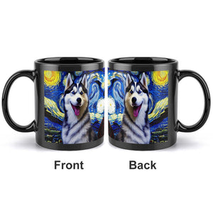 Starry Night Husky Coffee Mug-Mug-Home Decor, Mugs, Siberian Husky-ONE SIZE-Black-2
