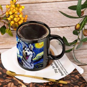 Starry Night Husky Coffee Mug-Mug-Home Decor, Mugs, Siberian Husky-ONE SIZE-Black-3