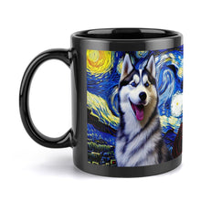 Load image into Gallery viewer, Starry Night Husky Coffee Mug-Mug-Home Decor, Mugs, Siberian Husky-ONE SIZE-Black-4