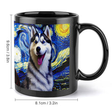 Load image into Gallery viewer, Starry Night Husky Coffee Mug-Mug-Home Decor, Mugs, Siberian Husky-ONE SIZE-Black-5