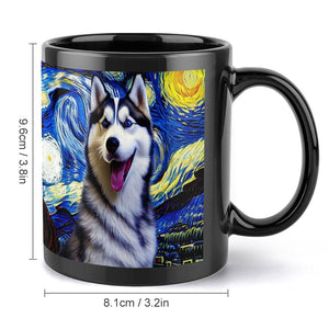 Starry Night Husky Coffee Mug-Mug-Home Decor, Mugs, Siberian Husky-ONE SIZE-Black-5