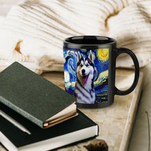 Load image into Gallery viewer, Starry Night Husky Coffee Mug-Mug-Home Decor, Mugs, Siberian Husky-ONE SIZE-Black-6