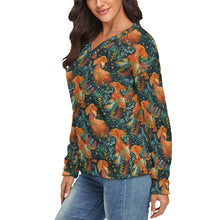 Load image into Gallery viewer, Starry Night Irish Setter's Women's V-Neck Christmas Sweater-Apparel-Apparel,Christmas,Dog Mom Gifts,Irish Setter,Sweater,Sweatshirt-2