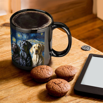 Starry Night Labradors Coffee Mug-Mug-Black Labrador, Chocolate Labrador, Home Decor, Labrador, Mugs-ONE SIZE-Black-1