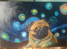 Load image into Gallery viewer, Starry Night Pug Oil Painting-Art-Dog Art, Home Decor, Painting, Pug-24&quot; x 36&quot; inches-10