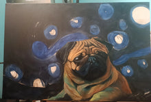 Load image into Gallery viewer, Starry Night Pug Oil Painting-Art-Dog Art, Home Decor, Painting, Pug-24&quot; x 36&quot; inches-5
