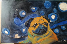 Load image into Gallery viewer, Starry Night Pug Oil Painting-Art-Dog Art, Home Decor, Painting, Pug-24&quot; x 36&quot; inches-6