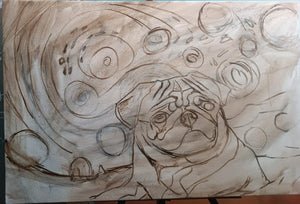 Starry Night Pug Oil Painting-Art-Dog Art, Home Decor, Painting, Pug-24" x 36" inches-7