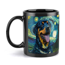 Load image into Gallery viewer, Starry Night Rottweiler Coffee Mug-Mug-Home Decor, Mugs, Rottweiler-ONE SIZE-Black-5