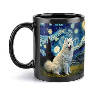 Starry Night Samoyed Coffee Mug-Mug-Home Decor, Mugs, Samoyed-ONE SIZE-Black-1