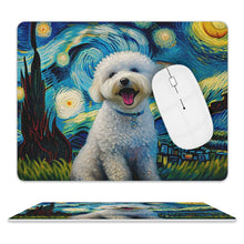 Load image into Gallery viewer, Starry Night Serenade Bichon Frise Leather Mouse Pad-Accessories-Bichon Frise, Dog Dad Gifts, Dog Mom Gifts, Home Decor, Mouse Pad-ONE SIZE-White-2