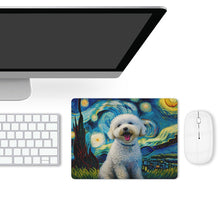 Load image into Gallery viewer, Starry Night Serenade Bichon Frise Leather Mouse Pad-Accessories-Bichon Frise, Dog Dad Gifts, Dog Mom Gifts, Home Decor, Mouse Pad-ONE SIZE-White-3