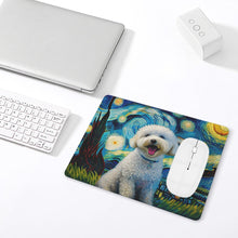 Load image into Gallery viewer, Starry Night Serenade Bichon Frise Leather Mouse Pad-Accessories-Bichon Frise, Dog Dad Gifts, Dog Mom Gifts, Home Decor, Mouse Pad-ONE SIZE-White-5