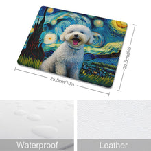 Load image into Gallery viewer, Starry Night Serenade Bichon Frise Leather Mouse Pad-Accessories-Bichon Frise, Dog Dad Gifts, Dog Mom Gifts, Home Decor, Mouse Pad-ONE SIZE-White-1