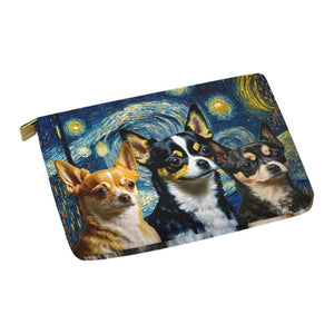 Starry Night Serenade Chihuahuas Carry-All Pouch-Accessories-Accessories, Bags, Chihuahua, Dog Dad Gifts, Dog Mom Gifts-White-ONESIZE-3