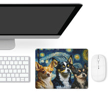 Load image into Gallery viewer, Starry Night Serenade Chihuahuas Leather Mouse Pad-Accessories-Chihuahua, Dog Dad Gifts, Dog Mom Gifts, Home Decor, Mouse Pad-ONE SIZE-White-3