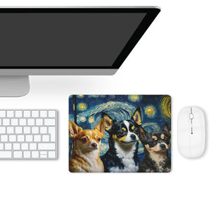 Starry Night Serenade Chihuahuas Leather Mouse Pad-Accessories-Chihuahua, Dog Dad Gifts, Dog Mom Gifts, Home Decor, Mouse Pad-ONE SIZE-White-3