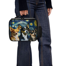 Load image into Gallery viewer, Starry Night Serenade Chihuahuas Lunch Bag-Accessories-Bags, Chihuahua, Dog Dad Gifts, Dog Mom Gifts, Lunch Bags-Black-ONE SIZE-3