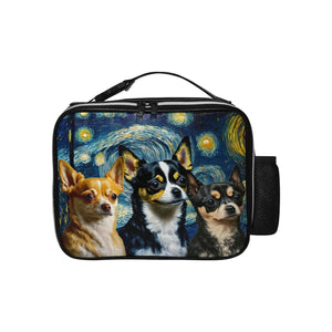 Starry Night Serenade Chihuahuas Lunch Bag-Accessories-Bags, Chihuahua, Dog Dad Gifts, Dog Mom Gifts, Lunch Bags-Black-ONE SIZE-1